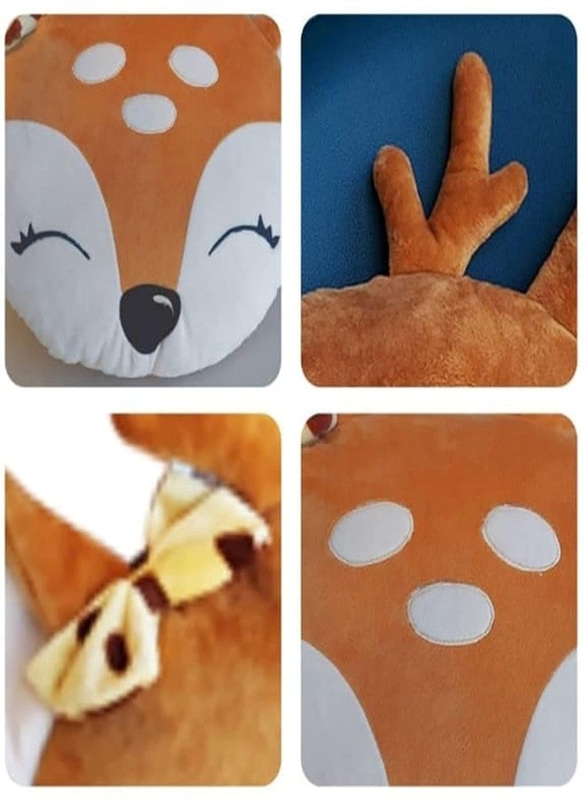 Tickles Deer Face Cushion Soft Plush Pillow for Kids Boys & Girls Home & Car Decoration (Color: Cream Size: 36 cm) - Image 4